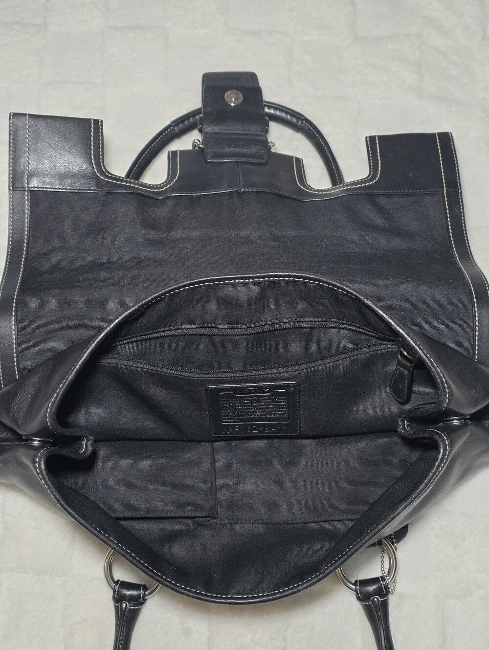VINTAGE COACH HAMPTON SOHO FLAP SATCHEL BLACK LEATHER + SILVER HARDWARE (8A11)